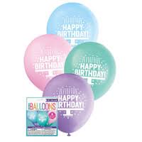 Happy Birthday 12" Pastel Latex Balloons - 8ct.