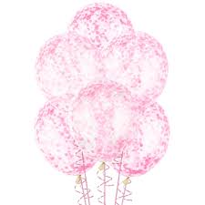 Clear 12" Balloons with Hot Pink Confetti - 6ct.