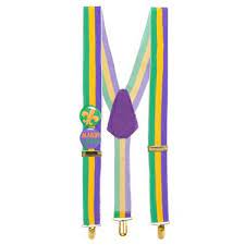 Mardi Gras Suspenders w/Button