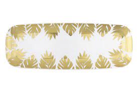 Gold Palm Leaves Plastic Serving Tray