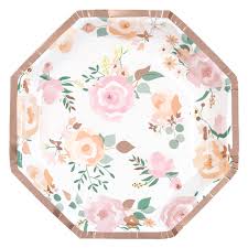 Pink Blooms 8.25" Paper Plates - 8ct.
