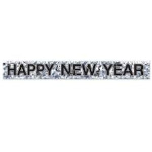 Silver Happy New Year Fringe Banner