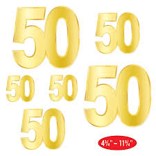 50th Birthday/Anniversary Gold Cutouts - 6ct.