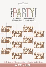 Rose Gold Happy Birthday String Decorations - 6ct.