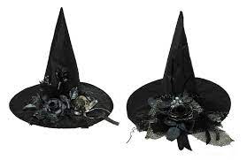 Black Witch Hat with Flower or Skull