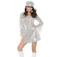Shimmer Mini Dress W/ Bell Sleeves and Hat