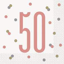 Rose Gold Glitz And Glam 50th Birthday Luncheon Napkin