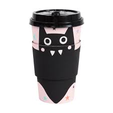 Pastel Halloween Bat Coffee Cut with Lids and Sleeves
