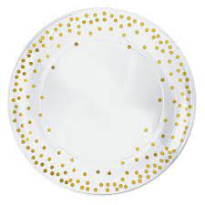 14" Round Clear Tray w/Gold Dots