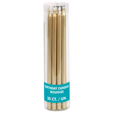Black, Gold, White Long Candles - 20ct.
