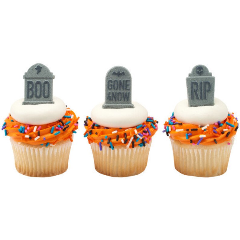 TOMBSTONE DECO-ON SUGAR CANDY CAKE/CUPCAKE TOPPERS