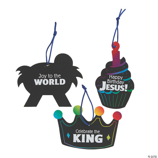 Magic Color Scratch Happy Birthday Jesus Ornaments