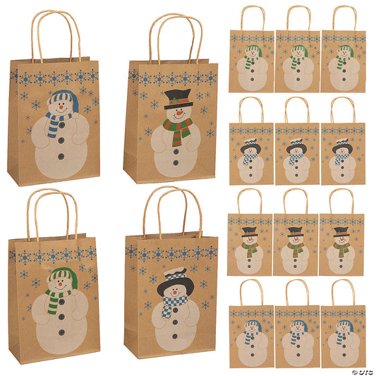 Medium Snowman Kraft Paper Gift Bags