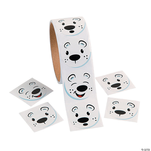 100ct. Polar Bear Sticker Roll
