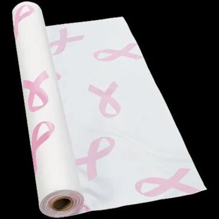 Pink Ribbon Plastic Tablecover Roll