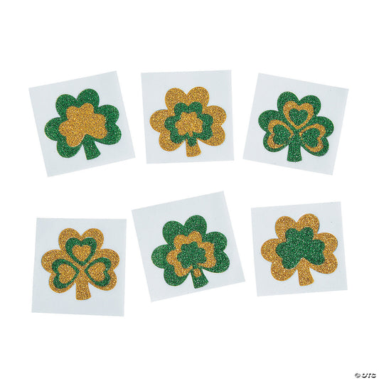 Glitter Shamrock Tattoo Stickers - 12ct.