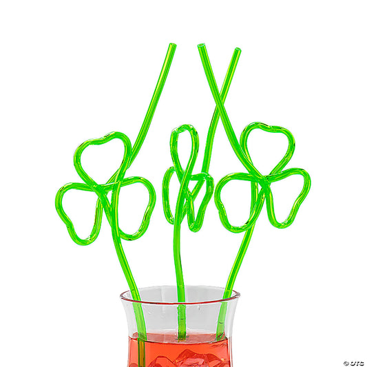 Shamrock Plastic Drink Straws - 12ct.
