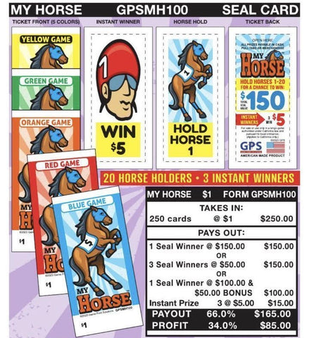 MY HORSE PULL TAB 250 TICKETS