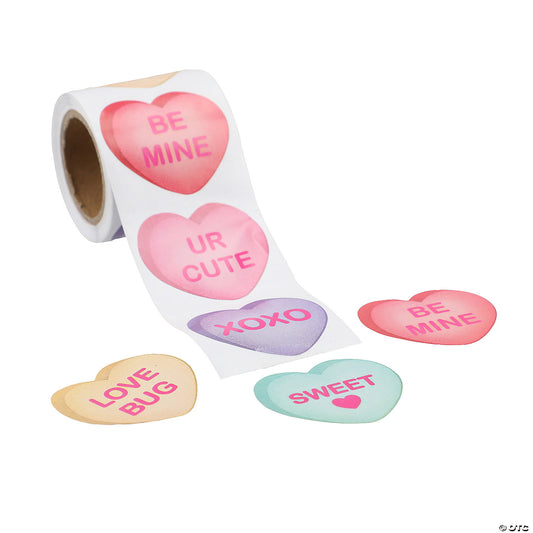 Conversation Heart Sticker Roll - 100pcs.