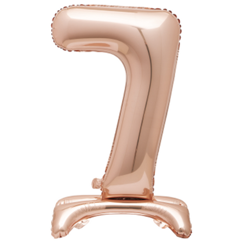 30" STANDING NUMBER BALLOON - 7 ROSE GOLD ( AIR FILLED )