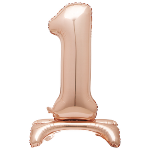 30" STANDING NUMBER BALLOON - 1 ROSE GOLD ( AIR FILLED )