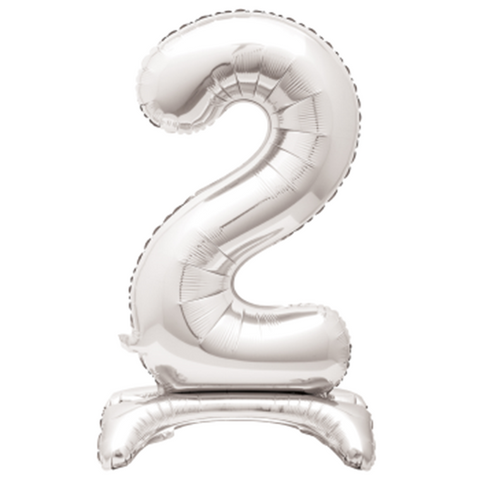 30" STANDING NUMBER BALLOON - 2 SILVER ( AIR FILLED )