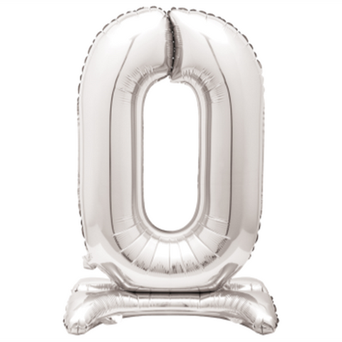 30" STANDING NUMBER BALLOON - 0 SILVER ( AIR FILLED )