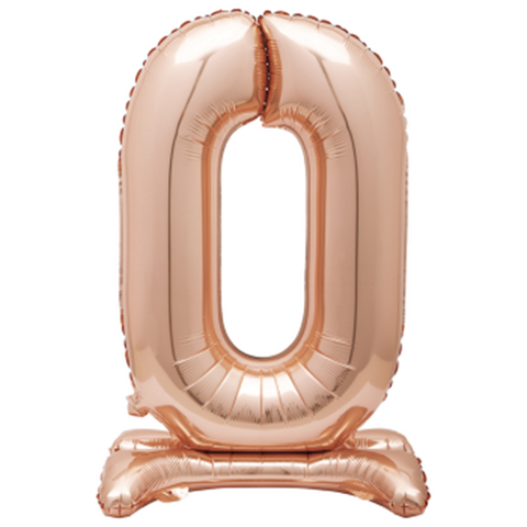30" STANDING NUMBER BALLOON - 0 ROSE GOLD ( AIR FILLED )