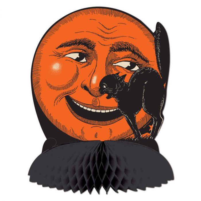 VINTAGE HALLOWEEN CAT & MOON CENTERPIECE