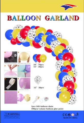 BALLOON GARLAND - PRIMARY COLOR PAW PRINTS