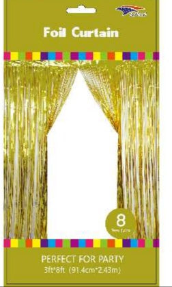 GOLD METALLIC FRINGE BACKDROP CURTAIN