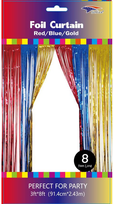 MULTICOLOR METALLIC FRINGE BACKDROP CURTAIN