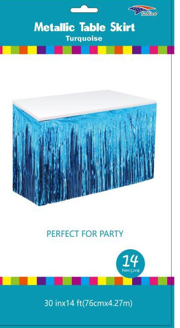 TURQUOISE METALLIC TABLESKIRT