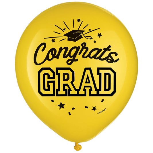 Yellow Congrats Grad 12" Latex Balloons