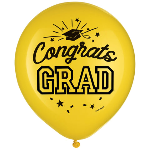 Yellow Congrats Grad 12" Latex Balloons
