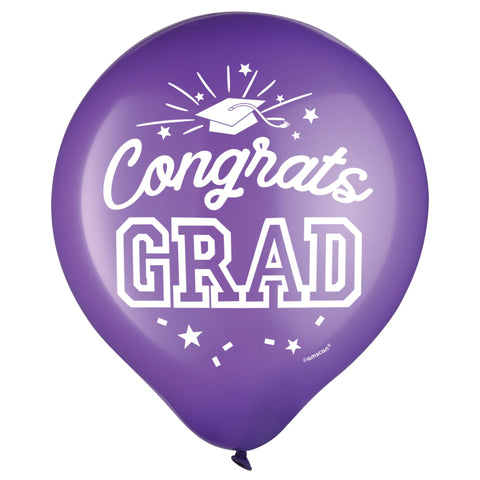 Purple Congrats Grad 12" Latex Balloons