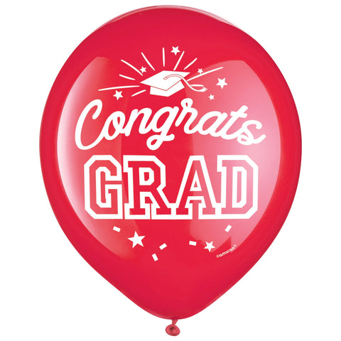 Red Congrats Grad 12" Latex Balloons