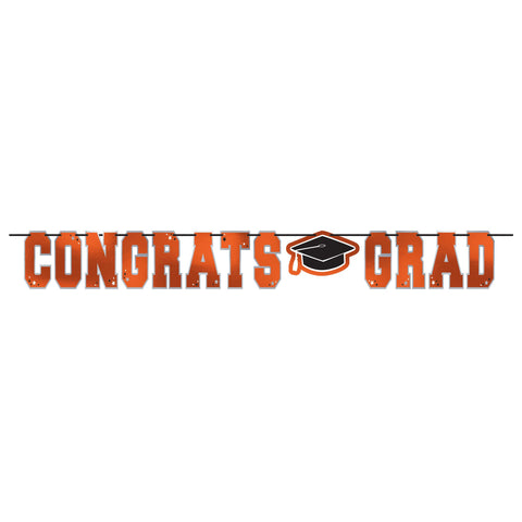 Orange Congrats Grad Foil Letter Banner