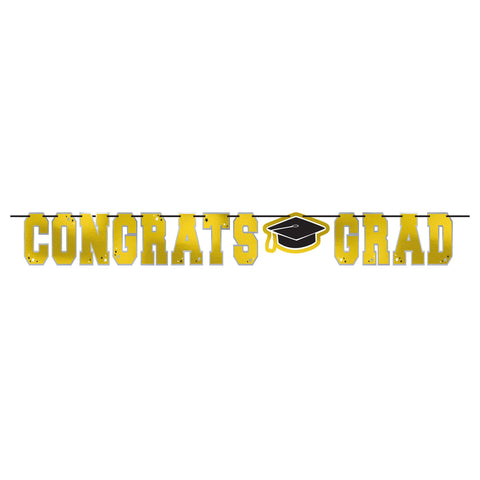 Yellow Congrats Grad Foil Letter Banner