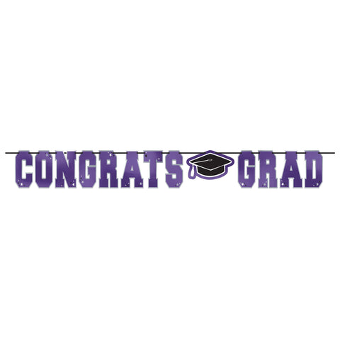 Purple Congrats Grad Foil Letter Banner
