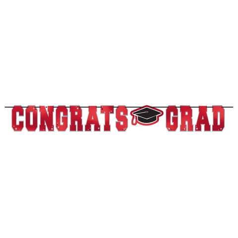 Red Congrats Grad Foil Letter Banner