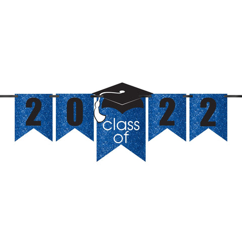 Blue Customizable Graduation Glitter Banner Kit