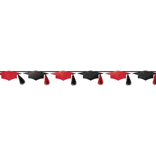 Red & Black Graduation Cap Banner