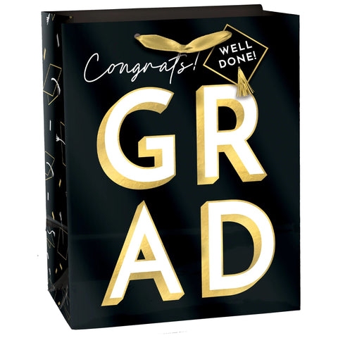 Black Congrats Grad Glossy Gift Bag