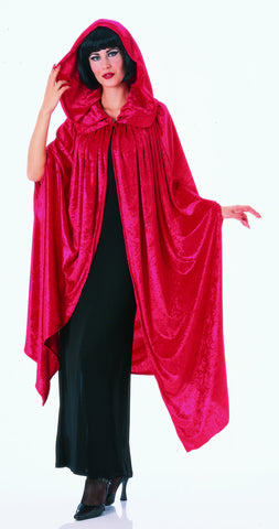 COSTUME - RED VELVET GOTHIC CLOAK 63"