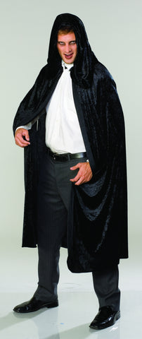 COSTUME - HOODED VELVET BLACK  63"     ADULT