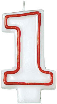 CANDLE - NUMERAL 1 RED/WHITE