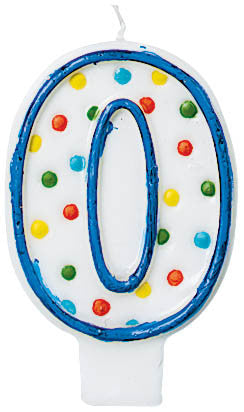 NUMERAL CANDLE #0 POLKA DOTS