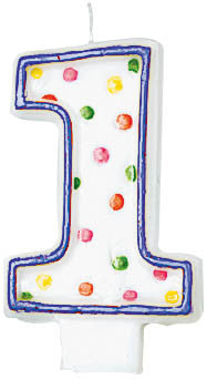 NUMERAL CANDLE  #1 POLKA DOTS