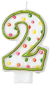 NUMERAL CANDLE  #2 POLKA DOTS